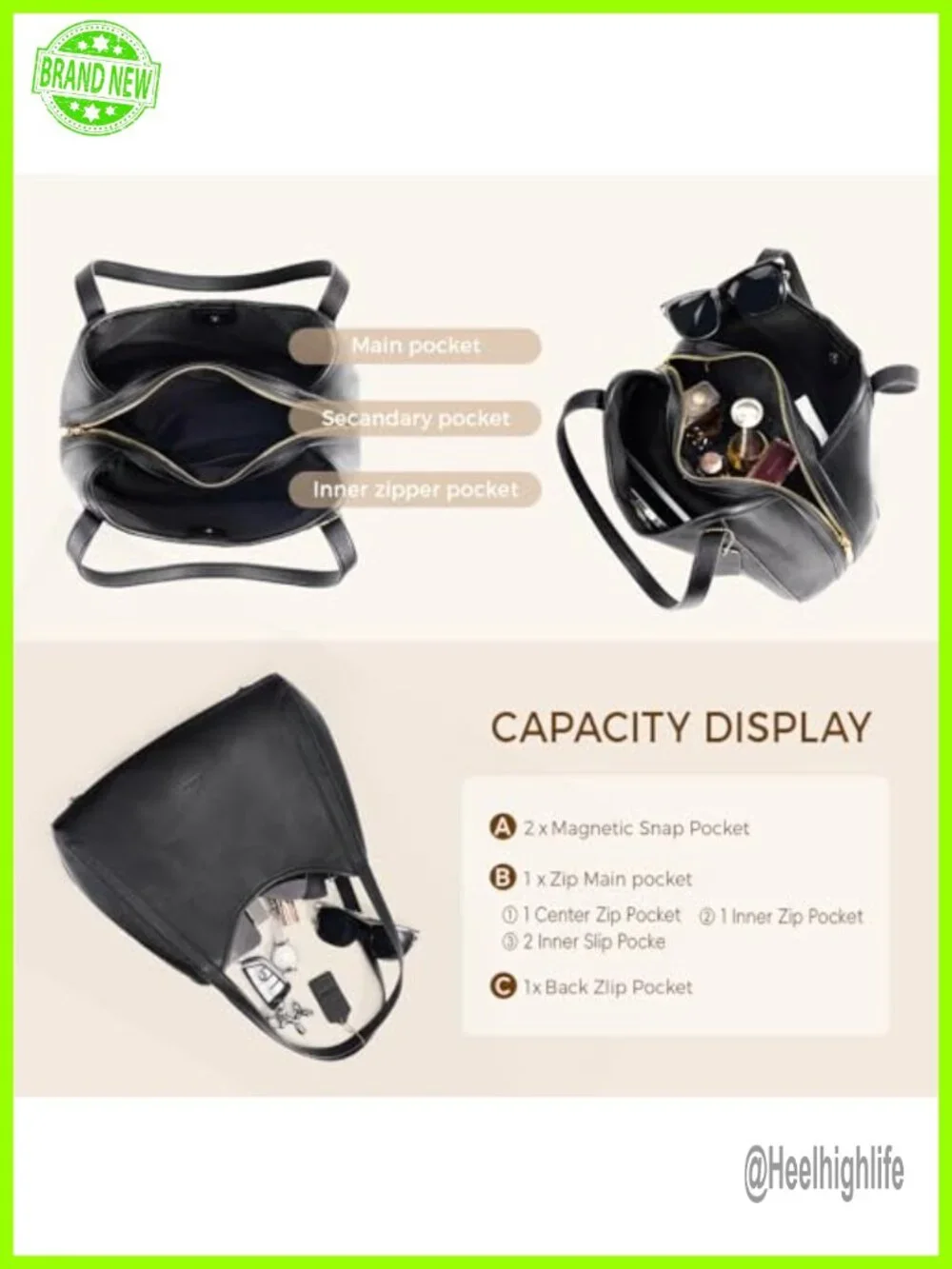 Hobo Bag Vegan Leather Shoulder Handbag Medium